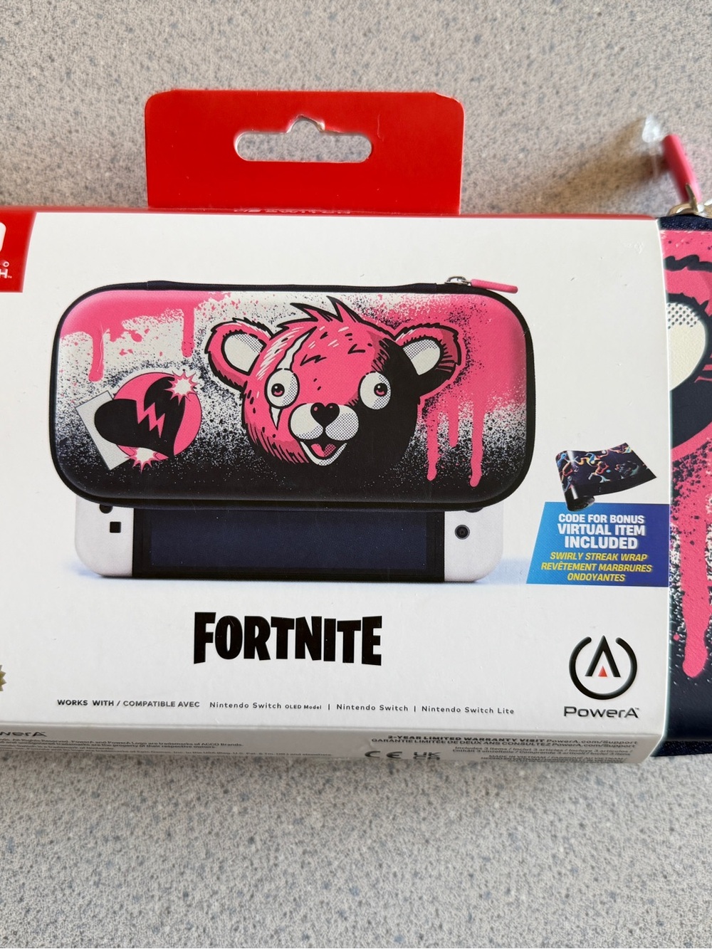 New Nintendo Switch PowerA Slim Case Fortnite Cuddle Team Leader Pink Black